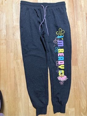 Nickelodeon SpongeBob SquarePants I’m Ready Jogger Sweatpants Adult Medium Gray